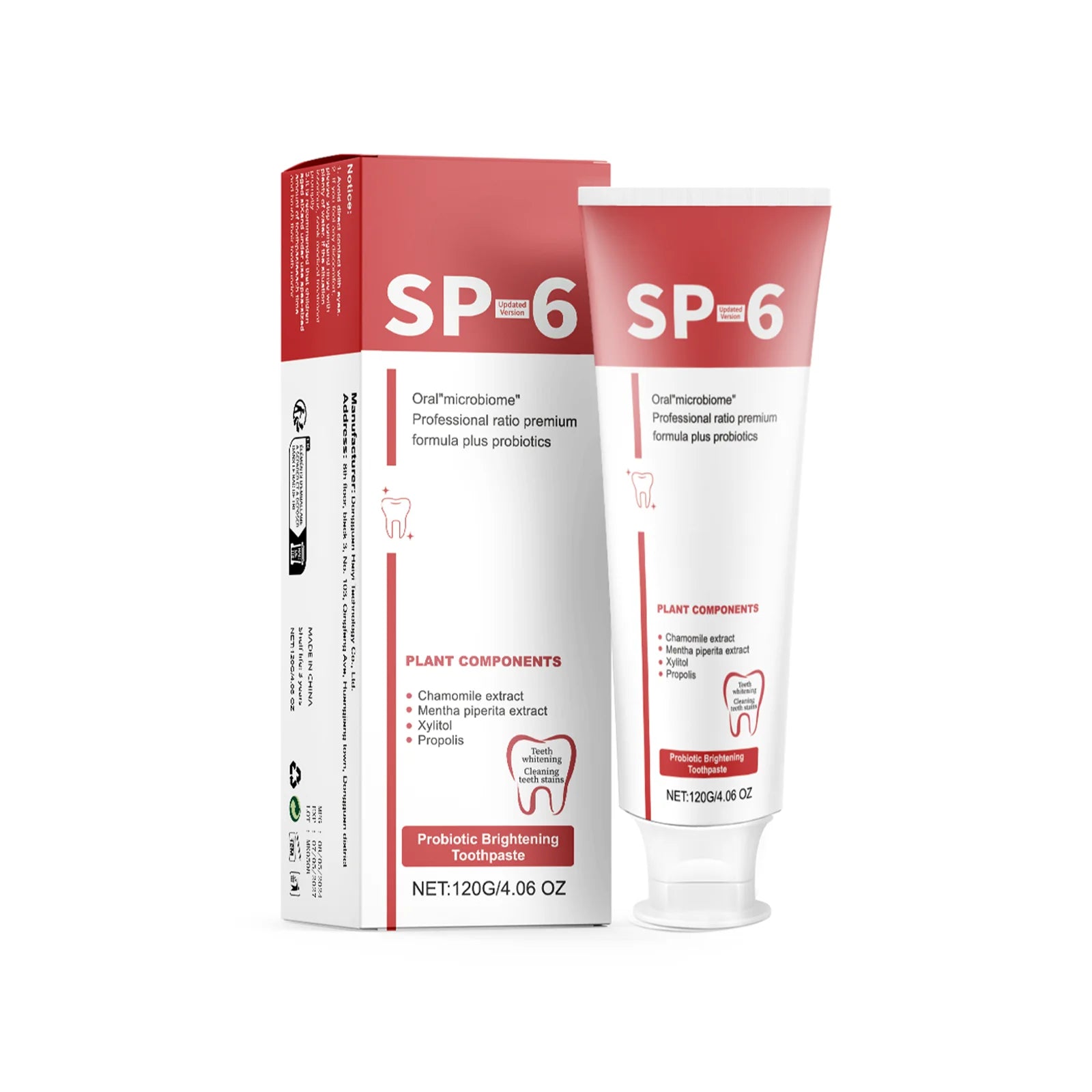 Tidesmit SP-6 Probiotic Toothpaste for whitening teeth and removing stubborn coffee and tobacco stains.