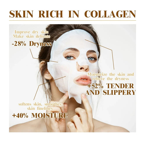 Tidesmit 10pcs Korean Collagen Anti Wrinkle Facial Mask for firm, moisturized, and anti-aging skin benefits.