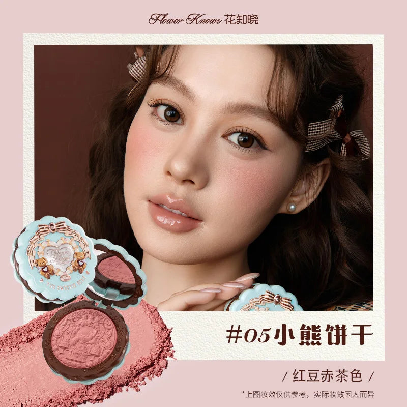 Tidesmit Flower Knows Sweetie Bear vegan silk satin blush powder texture close-up for natural matte face makeup