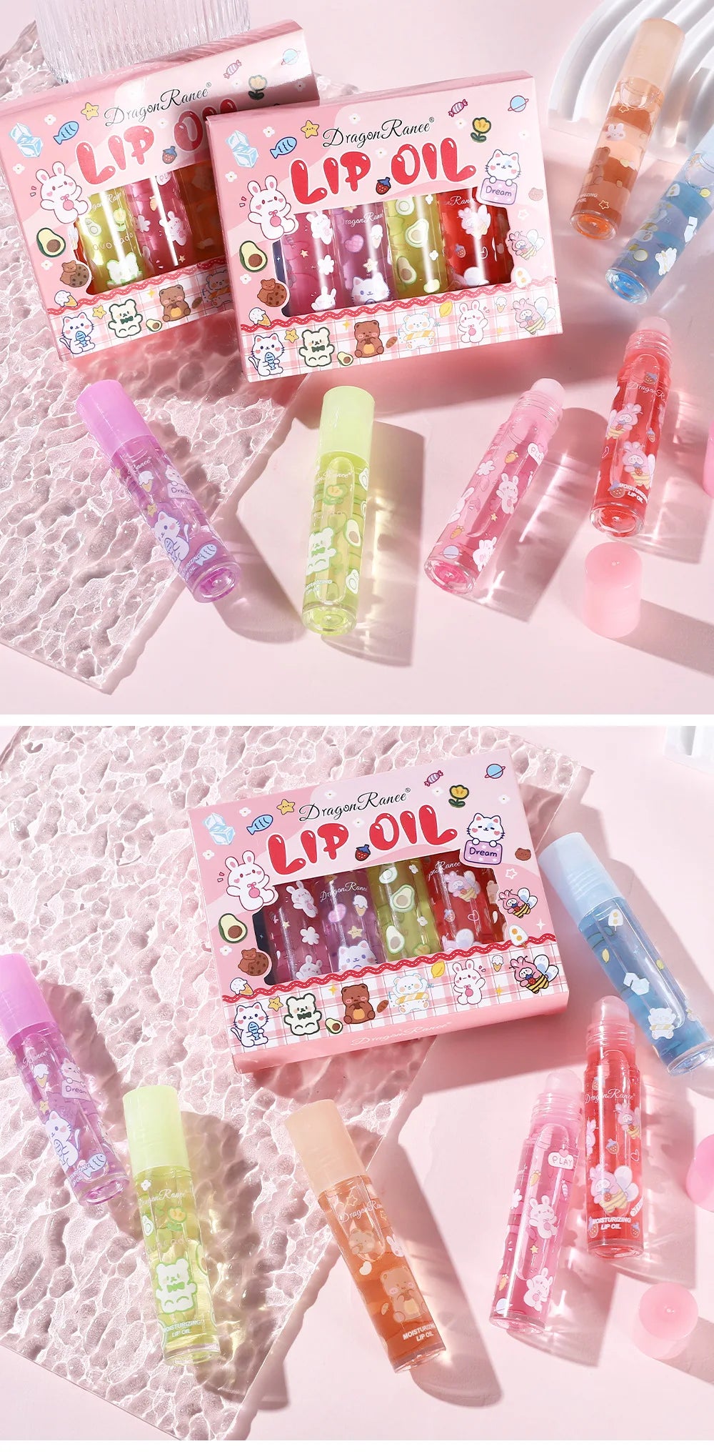 Hydrating Flower Lip Oil Set – 6-Piece Non-Stick Moisturizing Lip Treatment Lip Care Tidesmit