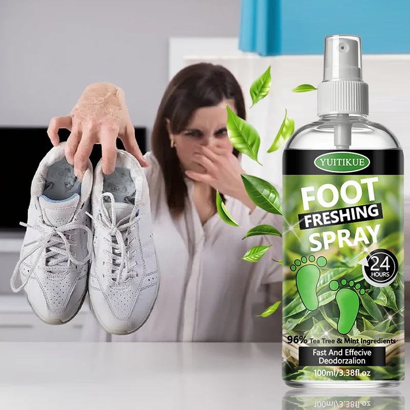 Tidesmit YUITIKUE Tea Tree foot deodorant spray for long-lasting odor elimination and refreshing foot care.