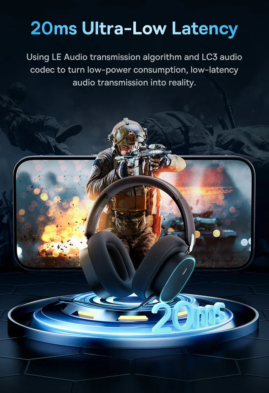 Wireless Gaming Headset Bluetooth 5.3 40mm Driver Tidesmit 01 Tidesmit