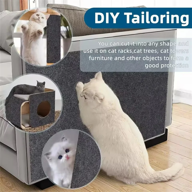 DIYSelf-Adhesive Cat Scratching Mat Trimmable Cat Carpet Cat Scratching Carpet Corner Wall Cat  Scratch Sofa Furniture Protector