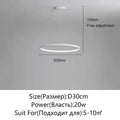 Modern LED Ring Light – Minimalist Dimmable Chandelier for Studio White 30cm Tidesmit