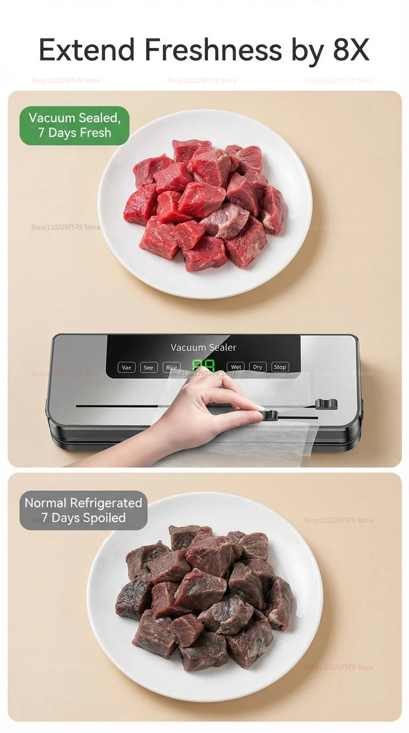 Vacuum Sealer Machine for Dry and Wet Food Food Storage Sealing with Built-in Cutter UV Kitchen Food Vacuum Packaging Machine