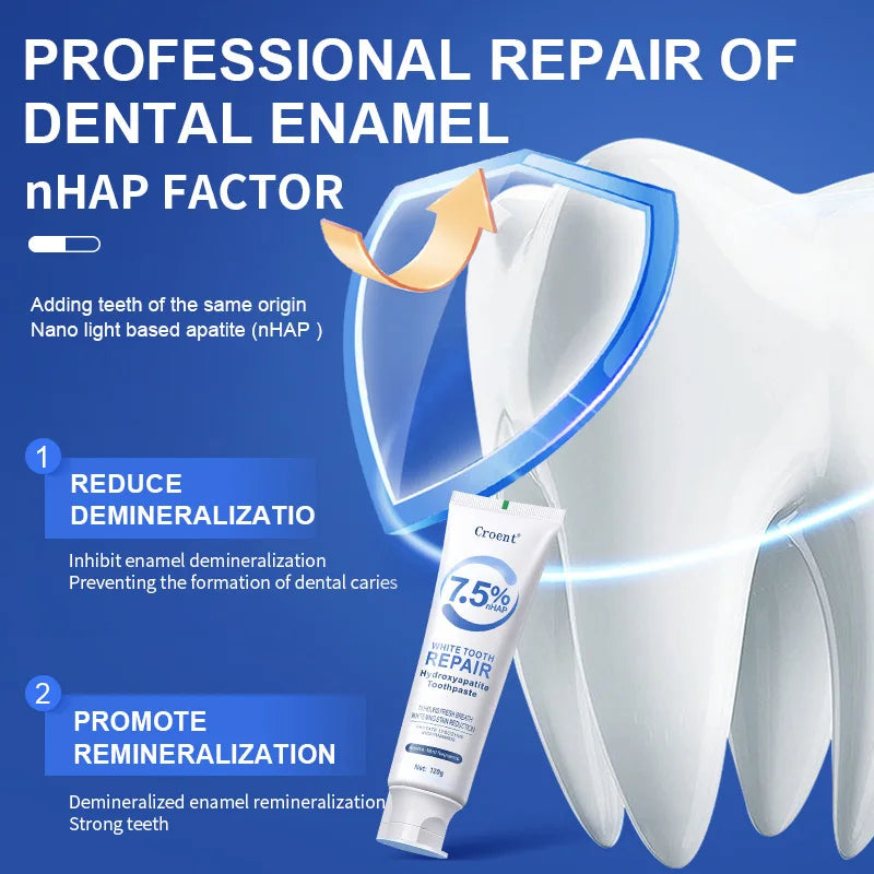 Tidesmit whitening toothpaste with hydroxyapatite for plaque removal, gum health, and fresh breath.
