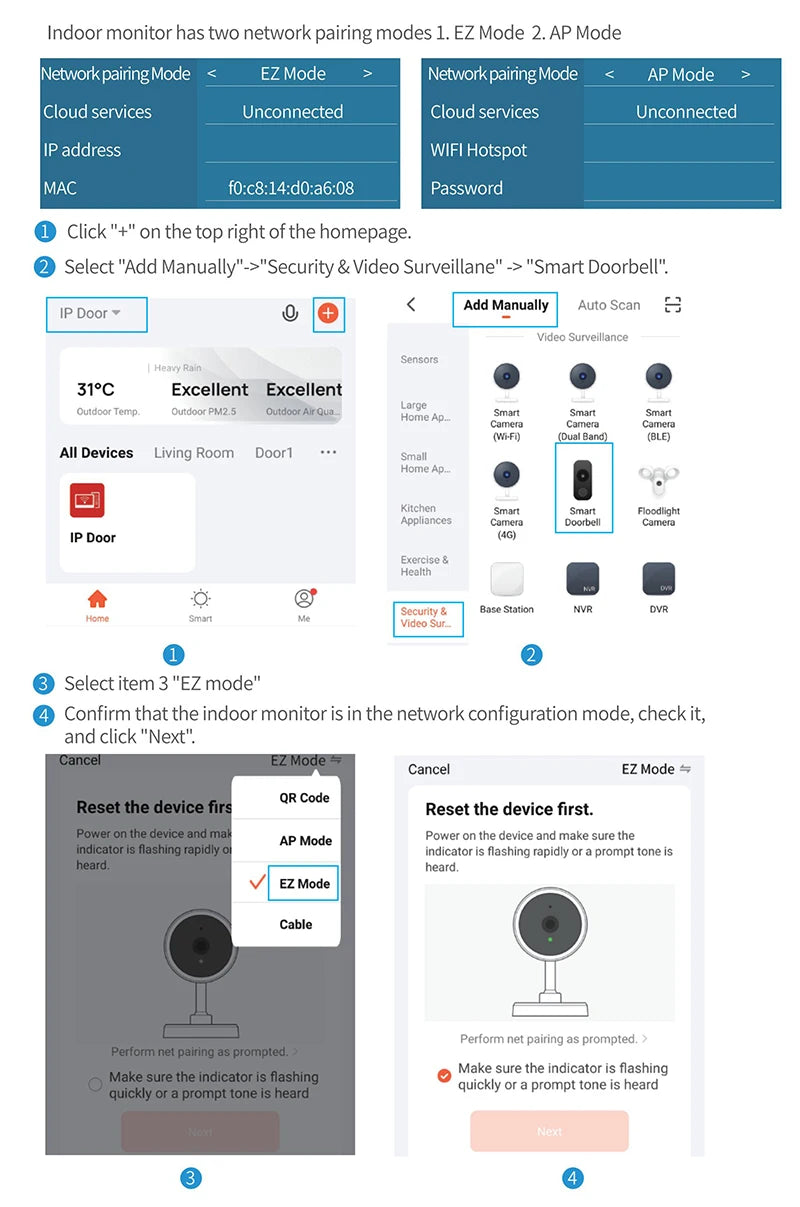 Support Tuya app WiFi visual intercom doorbell system 7/10 inch touch screen indoor monitoring intelligent villa home security