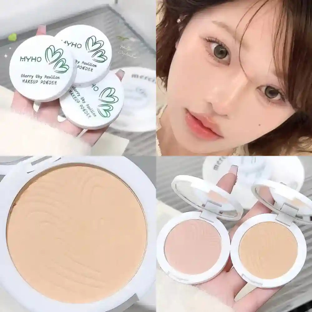 Tidesmit matte pressed powder for oil control and brightening in a detailed texture close-up for setting face makeup