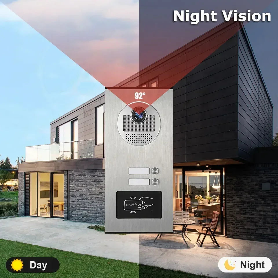 ANJIELO SMART 2/3/4 Unit Multi Apartments Intercom Video Doorbell with RFID Card Unlock 7inch 4Wired Video Door Phone System