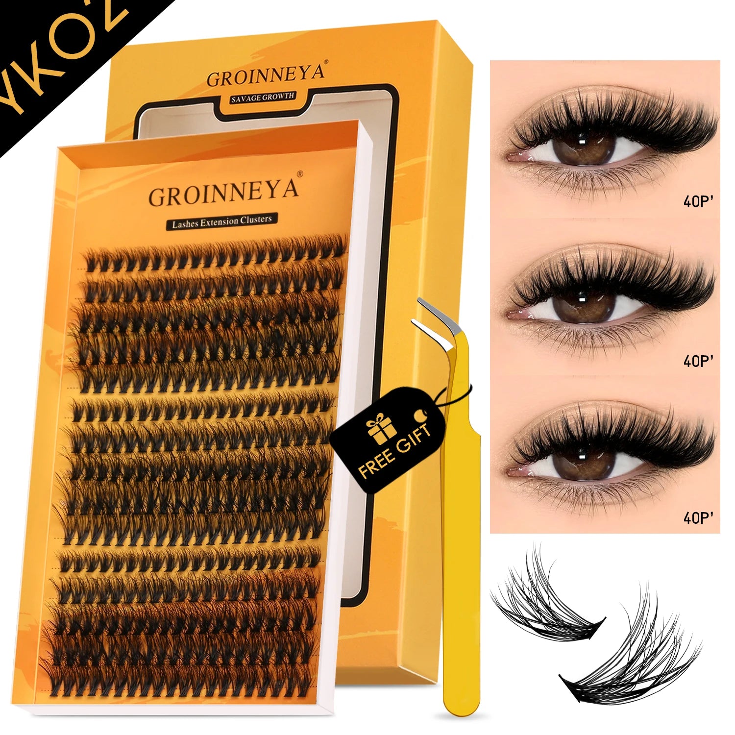 Wispy False Eyelash Clusters - DIY Salon-Quality Cat Eye Set False Eyelashes KY02 Lashes Tidesmit