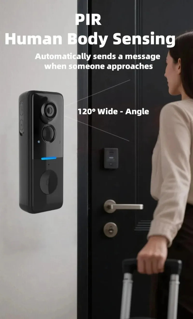 Tuya Outdoor Wireless Doorbell Solar Rain Cover Waterproof WiFi Door Bell Camera Motion Detection Two-way Audio Video Intercom