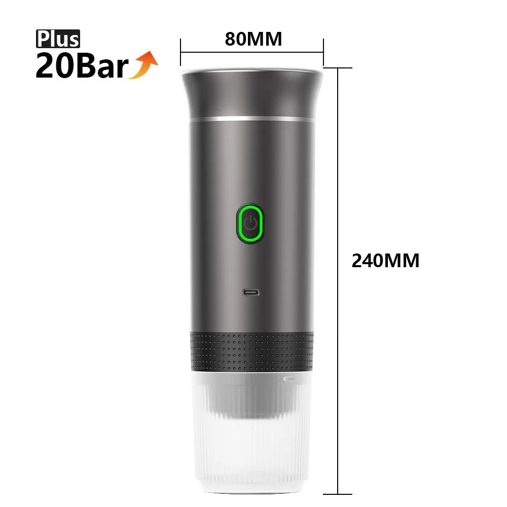 Tidesmit 3-in-1 portable espresso machine showing battery-powered travel coffee maker with capsule and powder trays