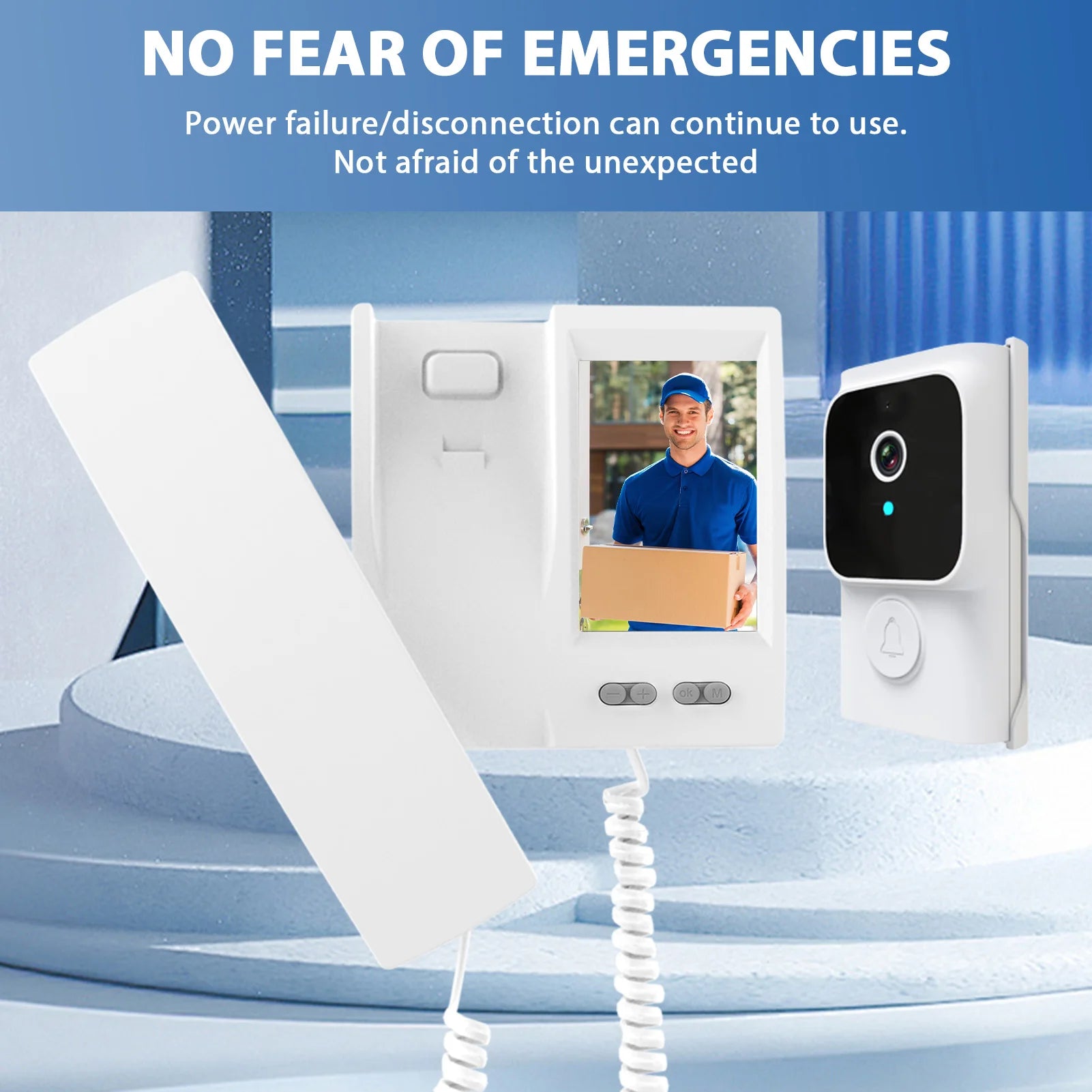 Wireless Video Doorbell Intercom 3.5" IPS Screen 2.4G Private Protocol IR Night Vision for Home Security IP44 Weatherproof