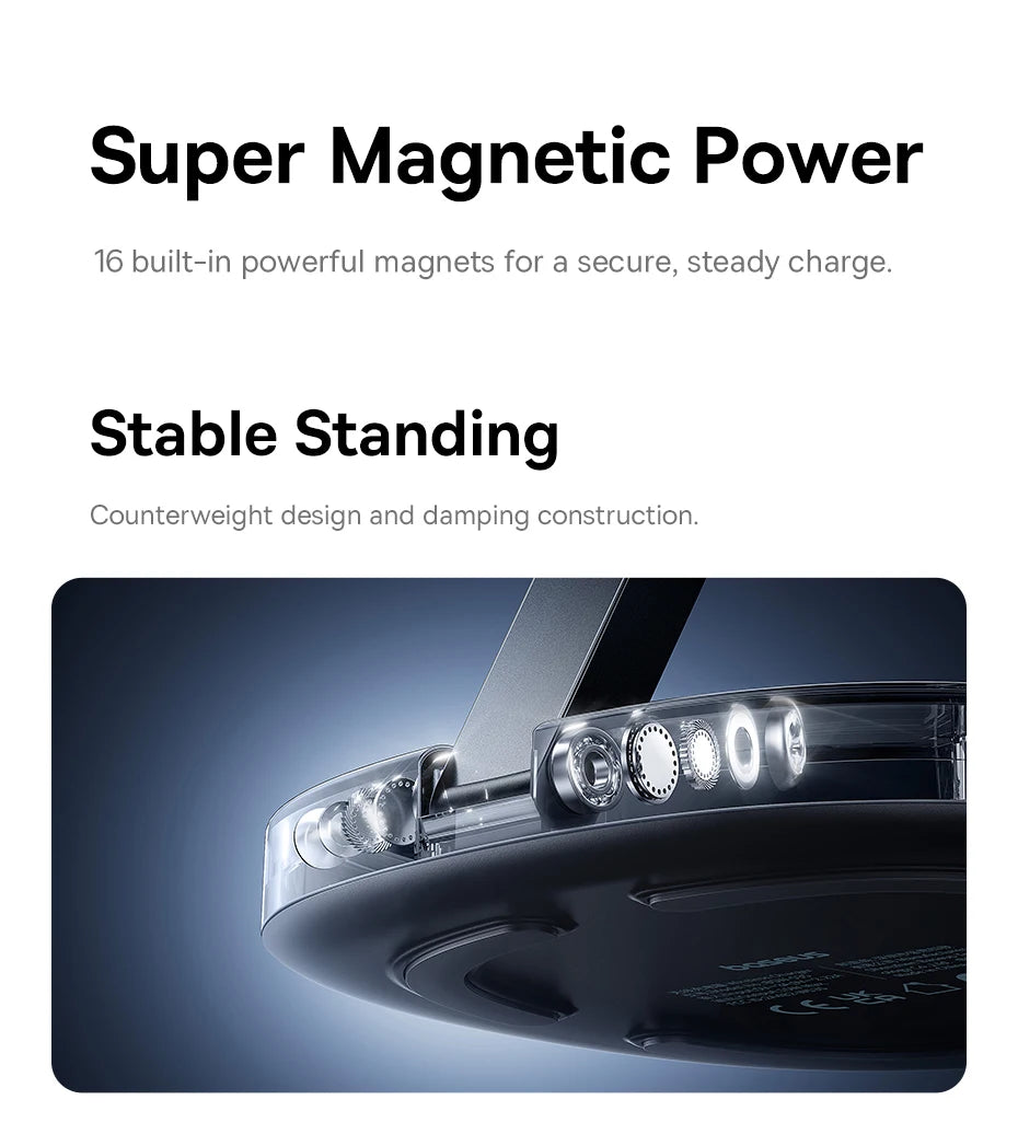 15W Magnetic Wireless Charger Stand - Foldable Qi Certified MagSafe Tidesmit