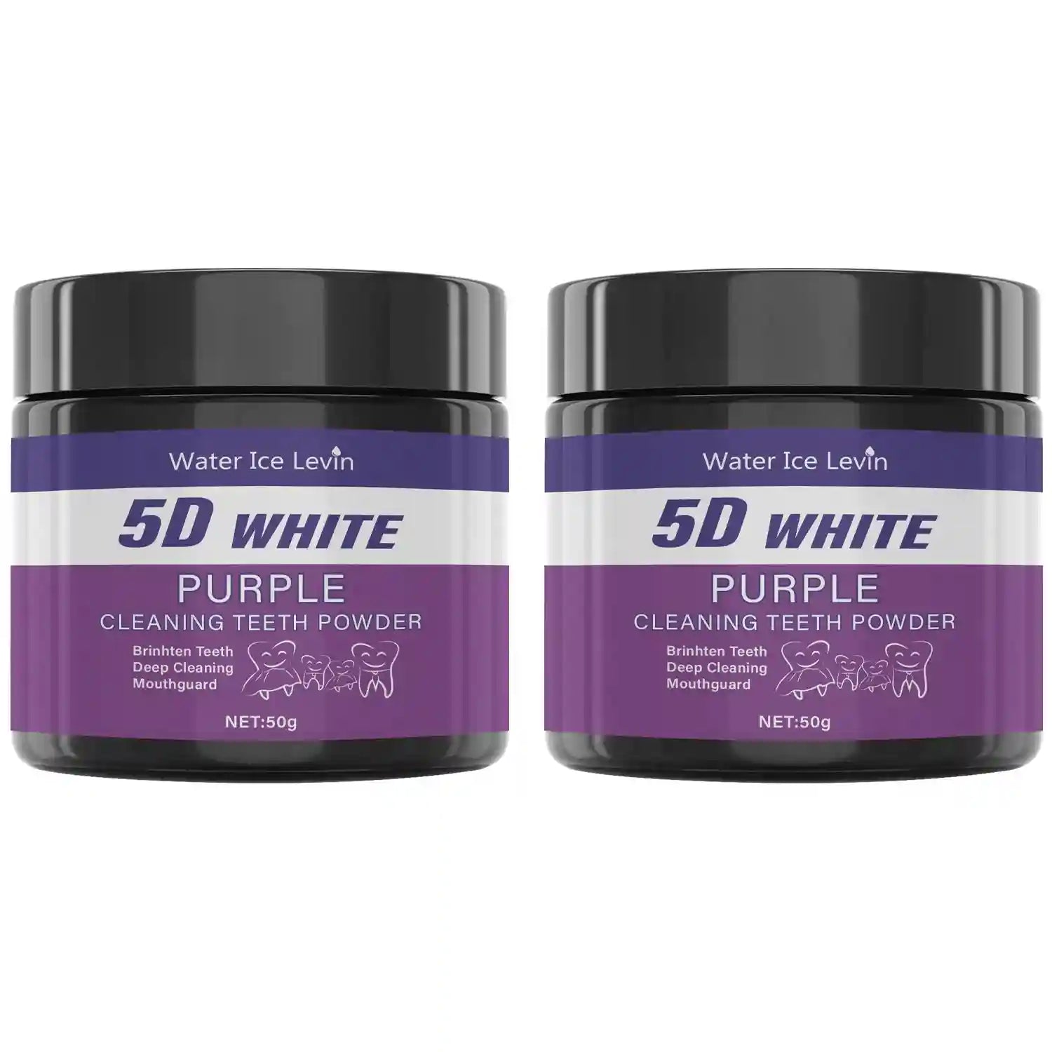 Tidesmit 5D White Purple teeth whitening powder for deep cleaning, brightening, and fresh breath.