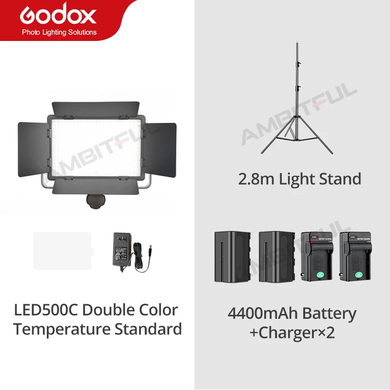 Tidesmit LED Video Light Panel - Adjustable Color Temperature Studio Lamp LED500C Kit 4 China Mainland Tidesmit