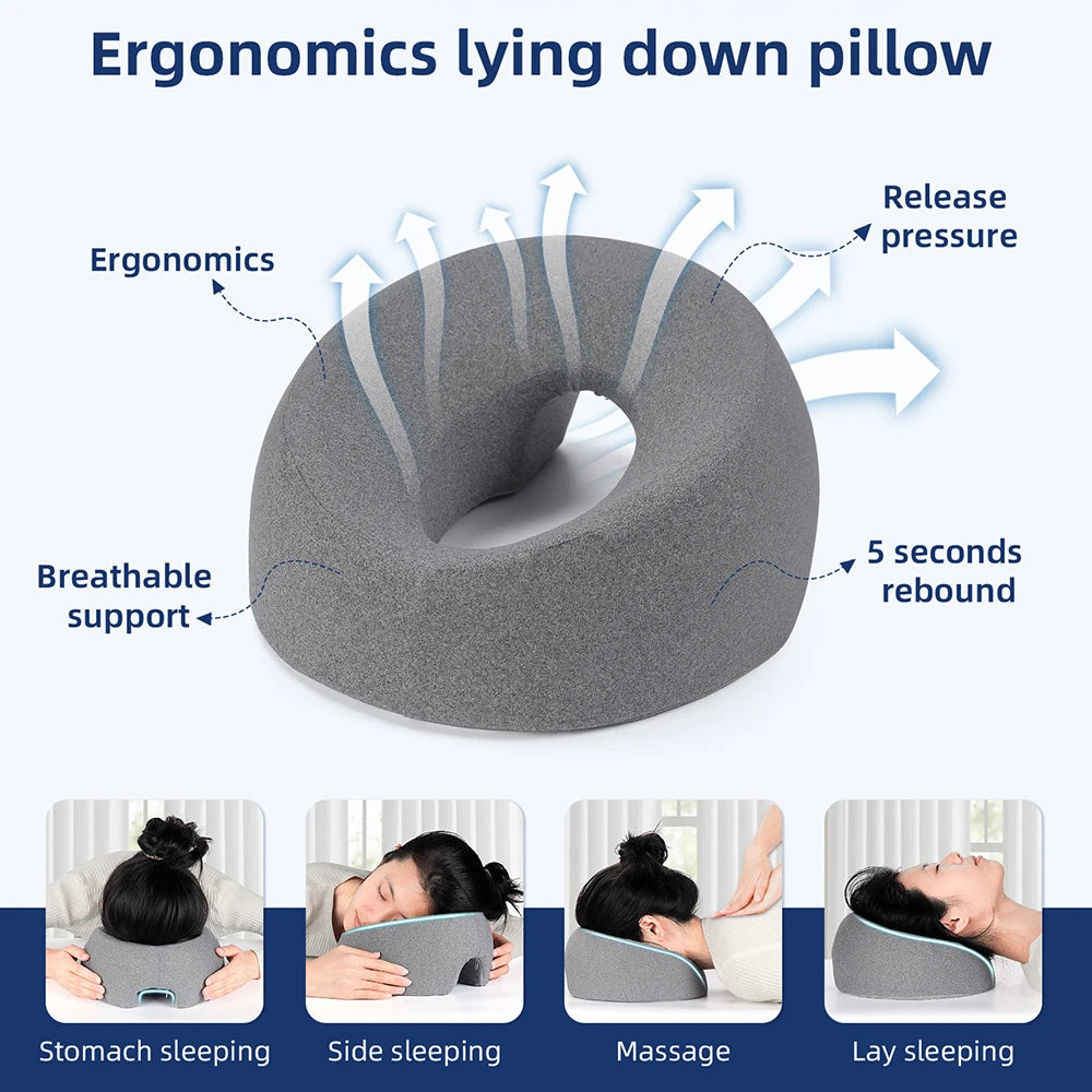 Face Down Pillow for Sleeping: Ergonomic Memory Foam Wellness Support Relaxation Treatment Tidesmit