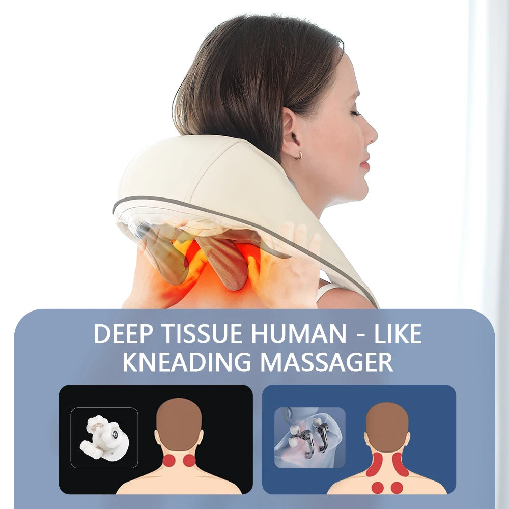 Back Massager Shawl with Heat - Rechargeable Deep Tissue Relief Device Back Massage Instrument Tidesmit