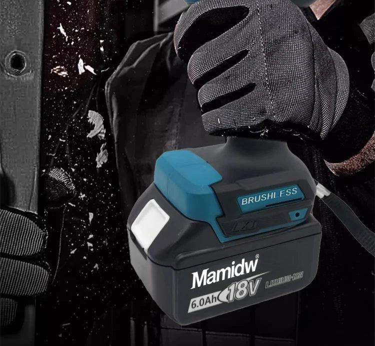 Mamidw 18V Brushless Cordless Drill, 2 Speed Adjustable Handheld Power Drill, Multi Torque Setting Electric Drill for Wood Metal Screwdriving & Drilling, Compatible with Makita 18V Battery PIN.