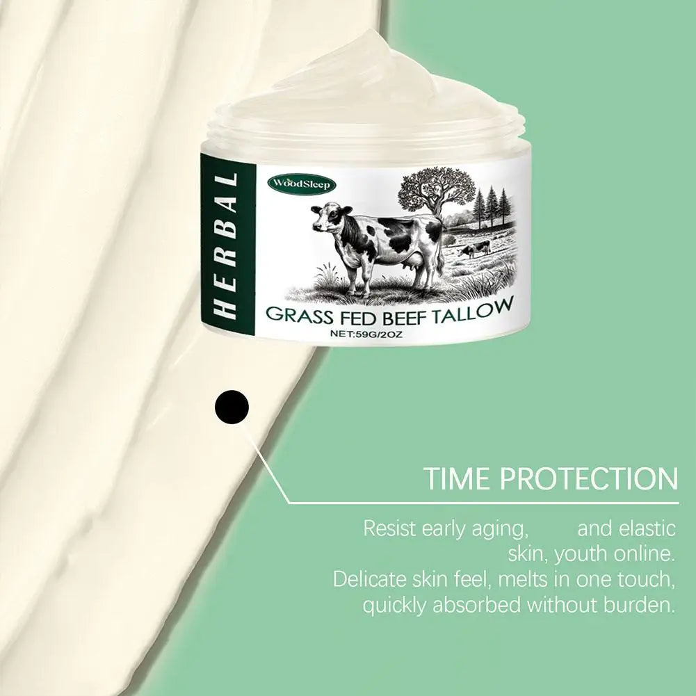 Beef Tallow, Beef Tallow for Skin, Tallow Face Moisturizer, 100% Unscented Organic Grass Fed Finished Whipped Tallow Face Cream
