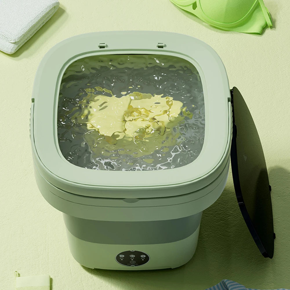 Tidesmit 6L 11L ultrasonic portable folding washing machine with spin dryer bucket for travel clothes and underwear