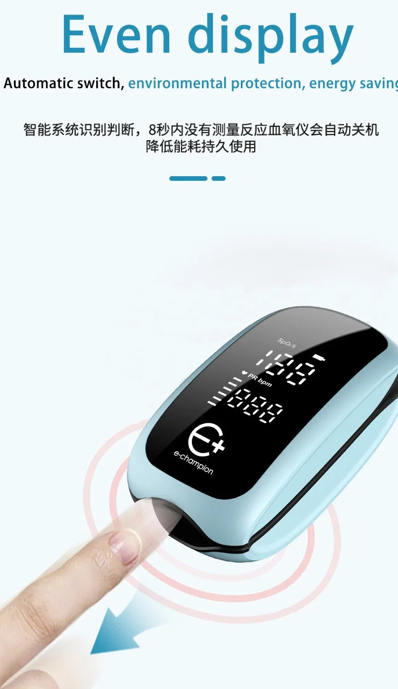 Rechargeable Fingertip Pulse Oximeter Medical Oximeter Strap Lanyard Blood Oxygen Saturation Monitor Digital LED Display Child