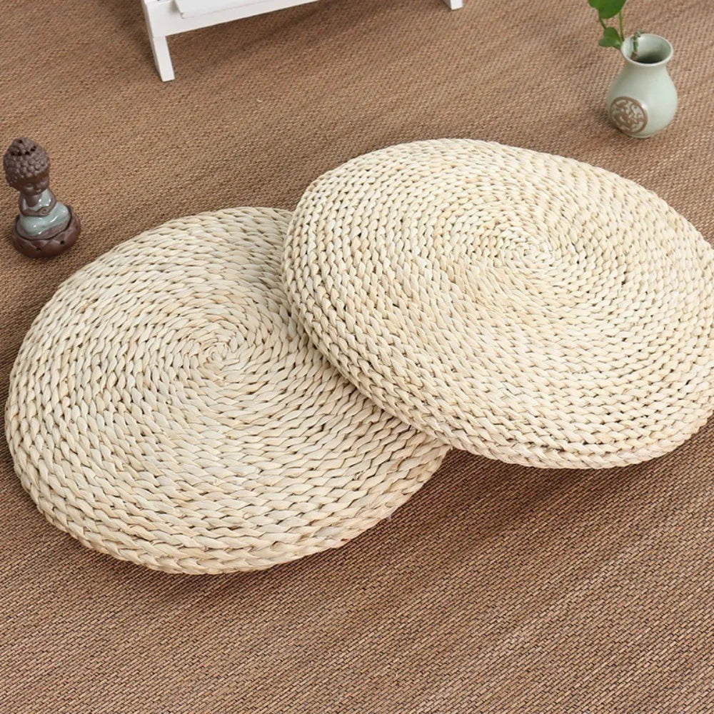 Japanese-style Straw Weaving Sitting Cushion Rustic Thickened Tatami Futon Handmade Breathable Straw Braid Mat Meditation