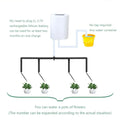Self-watering drip irrigation kit with timer, tubing manifold, and 4 outlet drippers for plants