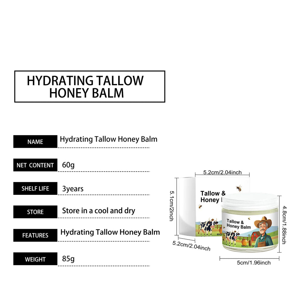 Hydrating Tallow & Honey Balm Skin Nourishing Smoothing Delicate Moisturizer to Improve Texture for Soft Firm Skin Daily Skincar