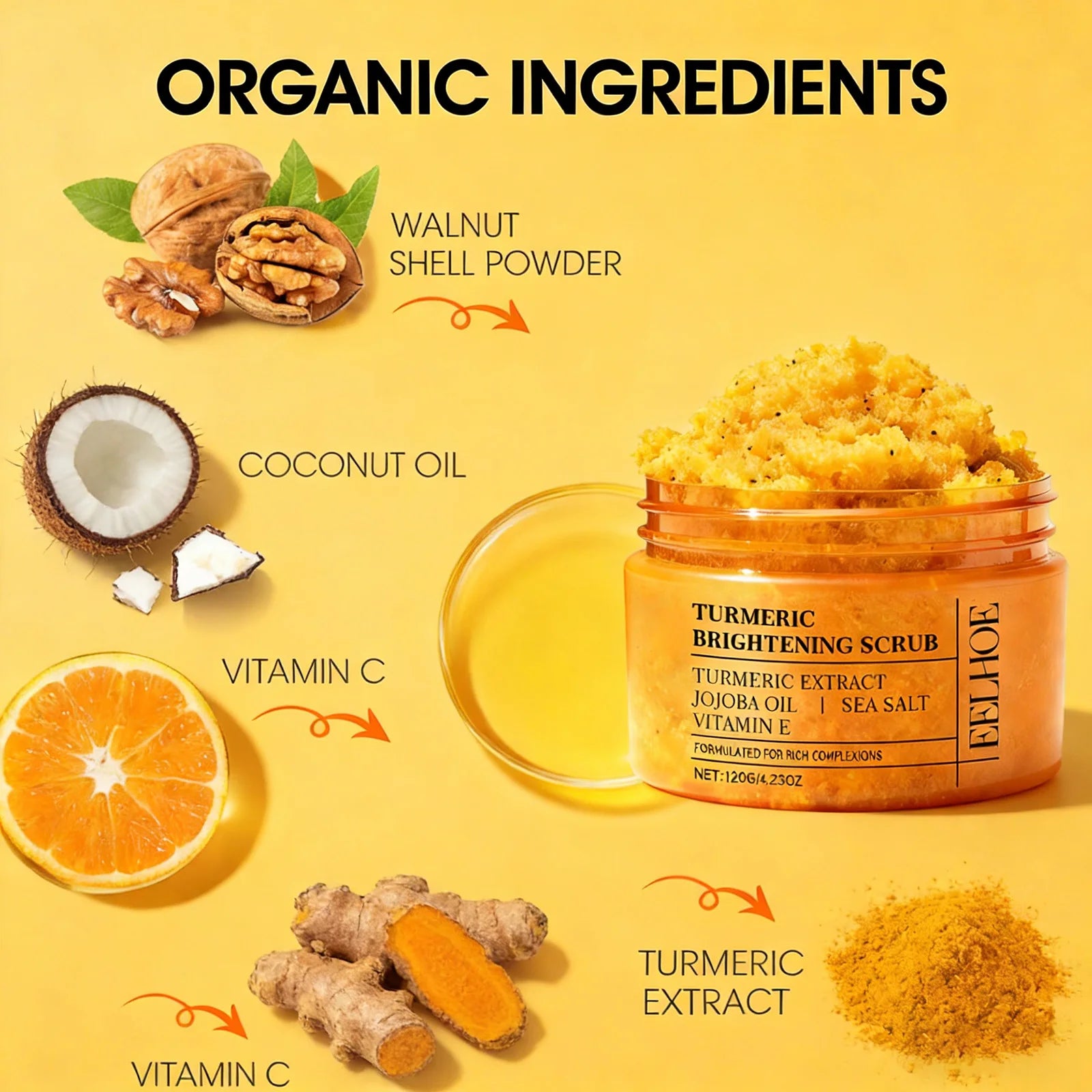 Turmeric Body Scrub | Natural Exfoliating Skin Polish - 1pcs & 3pcs Scrubs Treatments Tidesmit