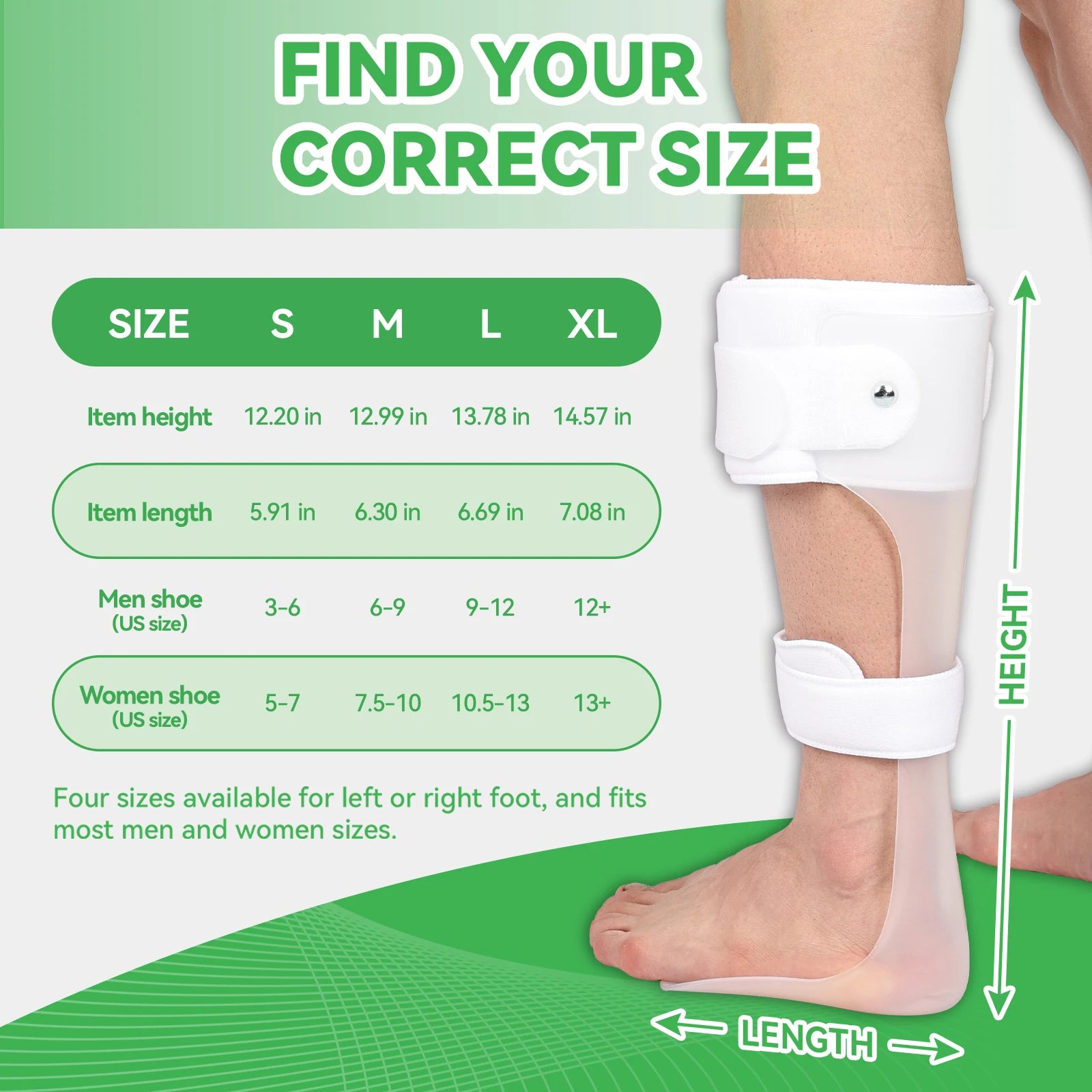AFO Drop Foot Brace for Walking - Ankle Foot Orthosis Support - Foot Drop Orthotic Brace - Drop Foot Splint - for Men and Women