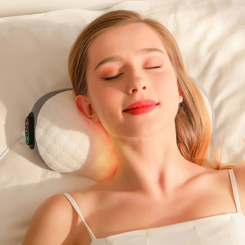 Heated Neck Massage Pillow: Portable Memory Foam Deep Tissue Massager Massage Cushion Tidesmit