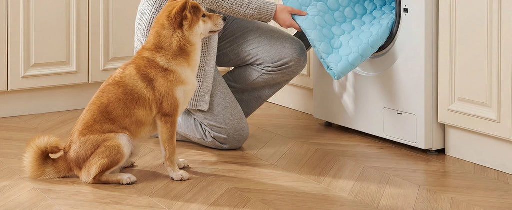 Summer Pet Cooling Mat Ice Silk Breathable Non-Slip Washable Cooling Pad for Dogs Cats Blue Pet Bed Mat