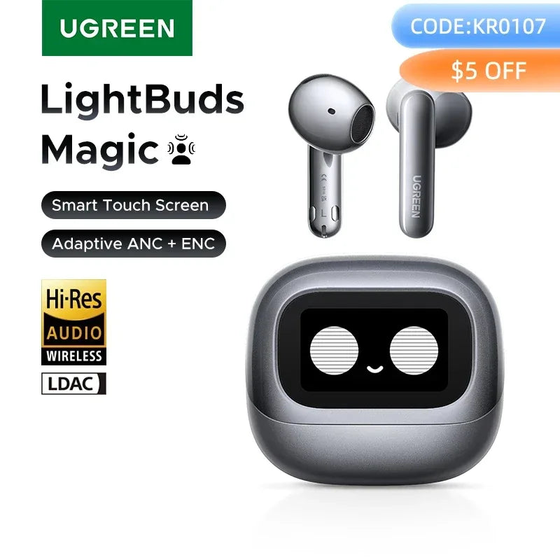 Tidesmit Wireless Earbuds with Smart LCD Screen Case - Black Tidesmit
