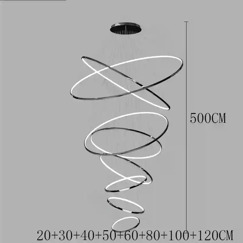 Modern LED Ring Pendant Light for Dining Room | Adjustable Black Finish black 8 rings Tidesmit