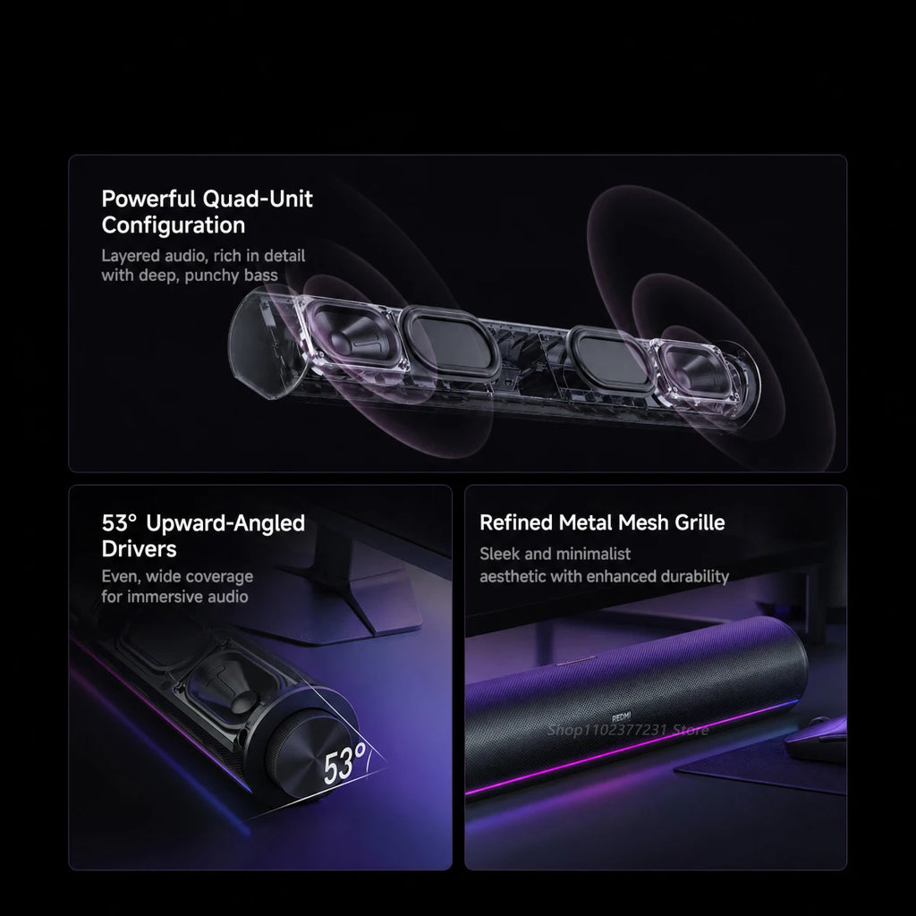 NEW Mijia REDMI Computer Speaker 2 Pro Four-Unit Two-Channel Stereo RGB Ambient Light Bluetooth 5.0 Built-in Microphone
