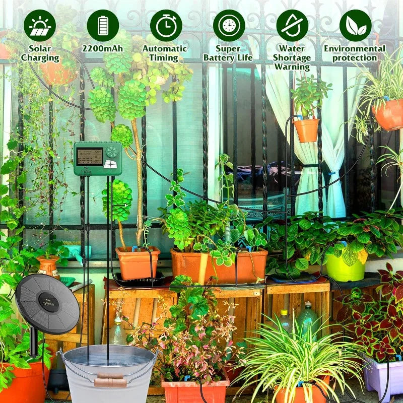 Solar Drip Irrigation Kit for Potted Plants with Smart App Timer Tidesmit