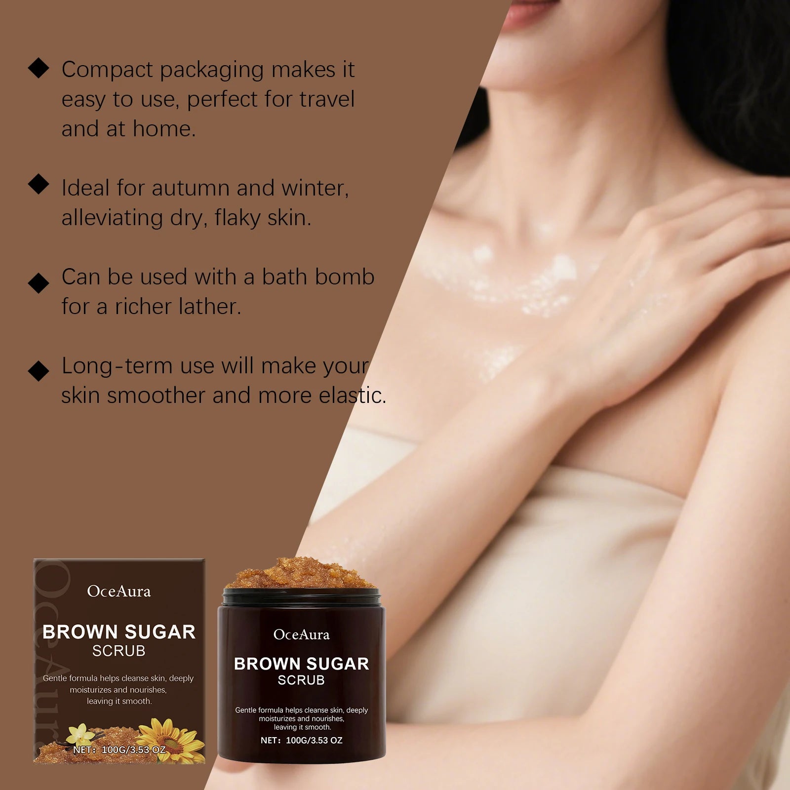 Brown Sugar Body Scrub 100g - Natural Exfoliating Skin Treatment Scrubs Treatments Tidesmit