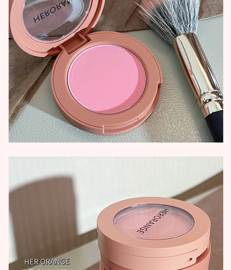 Tidesmit Herorange monochrome peach matte powder blush texture close-up for natural soft focus face makeup