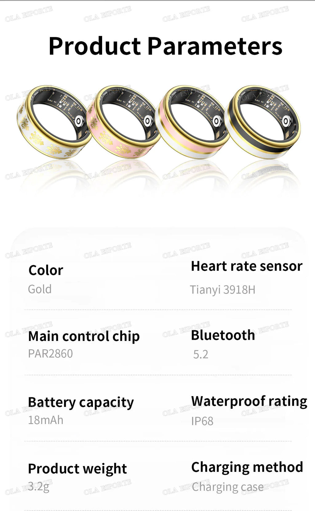 Bluetooth Smart Ring Men Women Heart Rate Blood Oxygen Health Monitor Gesture Control Waterproof Sports Various styles Smartring