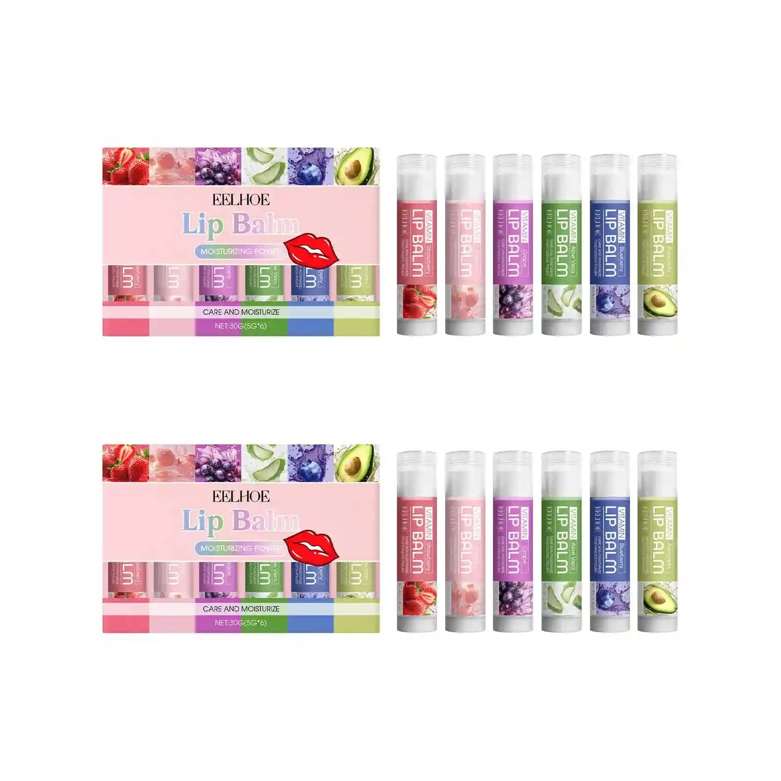 Moisturizing Lip Balm Set – 6 Piece Hydrating Kit for Dry Lips Lip Care 2 Sets Tidesmit