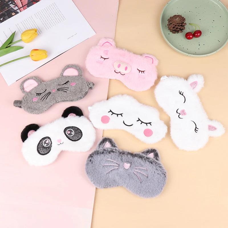 1pc Sleeping Mask Sleeping Blindfold Soft Plush Eye Masks Cute Cat Eye Cover Plush Mask Eyepatch Nap Health Eye Cover