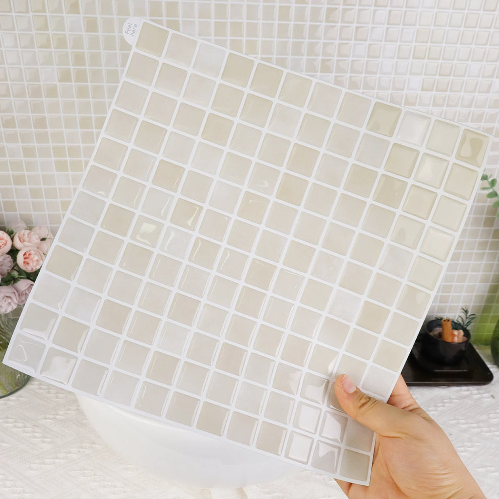 10 Sheets Brick Wall Stickers 3D Mosaic Patterned Vinyl Tiles Marble Textured Surface Wallpaper For Home Application