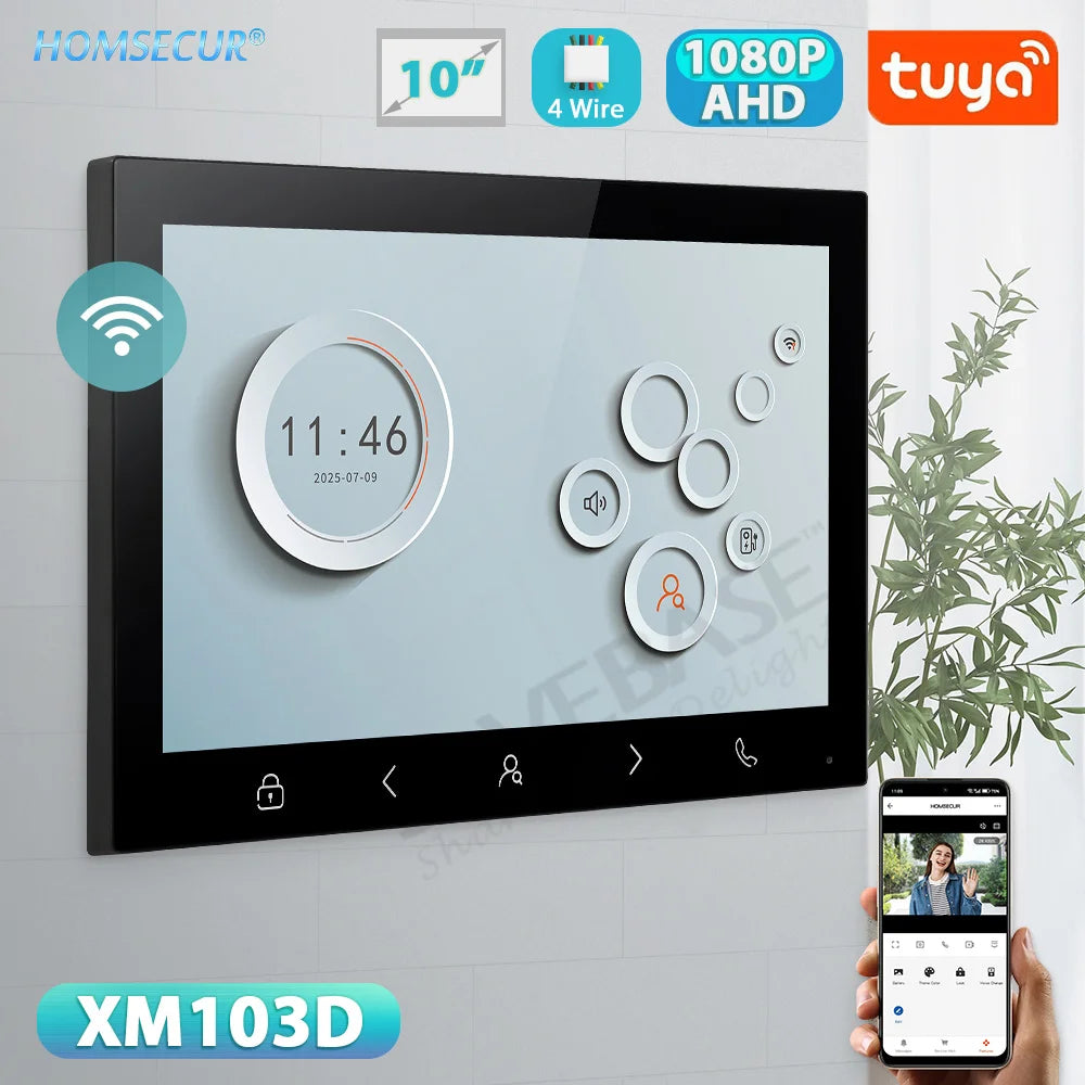 HOMSECUR XM103D 10" WIFI Indoor Monitor for HDS 4 Wire Video Doorphone Entry Intercom