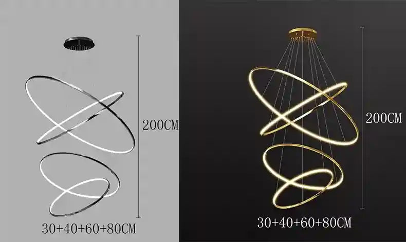 Modern LED Ring Pendant Light for Dining Room | Adjustable Black Finish Tidesmit