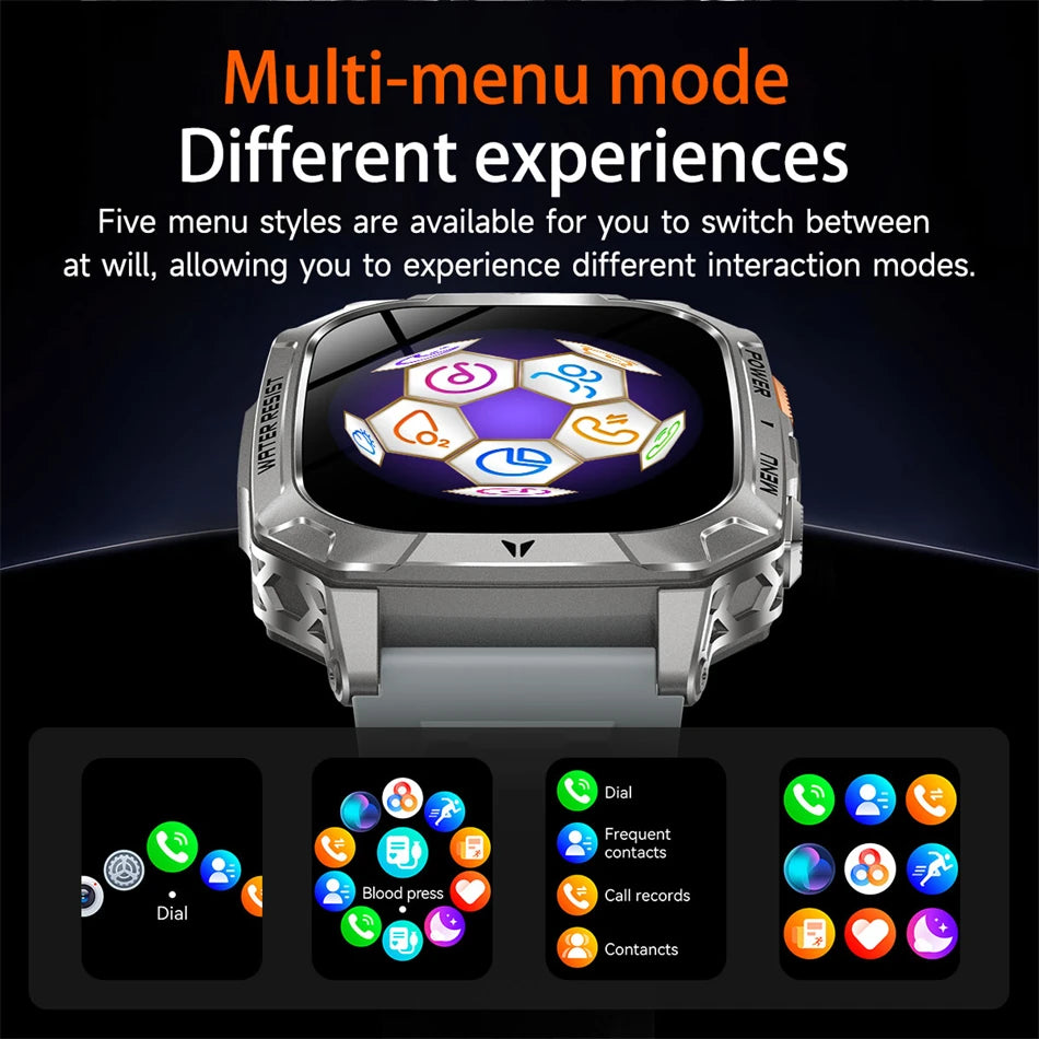 2026 New Hot flashlight Men Smartwatch Compass 1400 mAh BT call GPS fitness IP68 Waterproof Fashion Smartwatch For holiday Gifts
