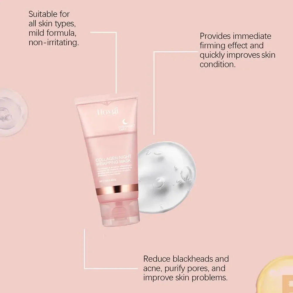 Tidesmit Collagen Overnight Wrapping Peel Off Facial Mask 75ml hydrating night care cream texture close-up