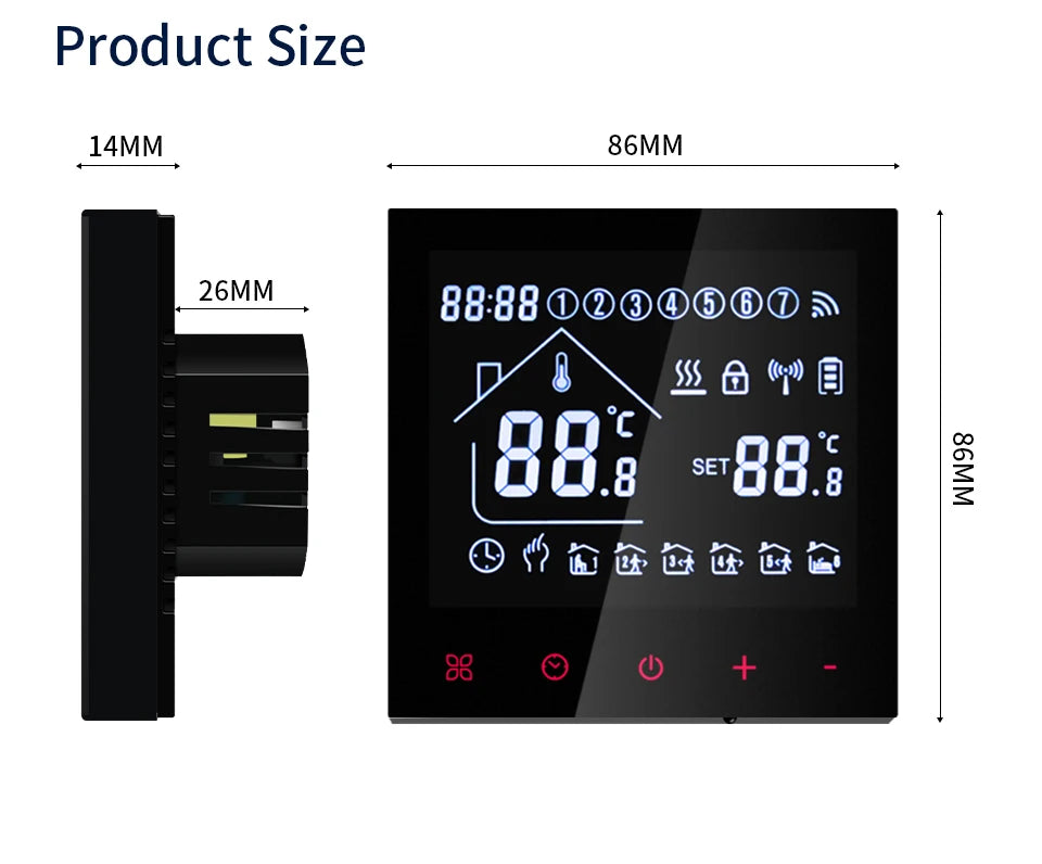 Tuya WiFi Smart Thermostat LCD Display Touch Screen for Gas Boiler Temperature/Electric Floor Heating Water Remote Controller