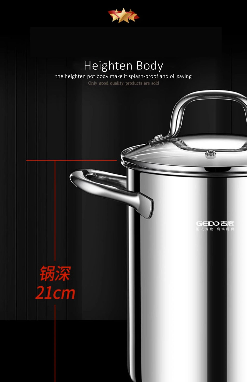 LFGB Certificated Pure 304 Stainless Steel Deep Fryer Oil Save Potato Chip Frying Pot Vegetable Noodle Stewing Pot with Strainer