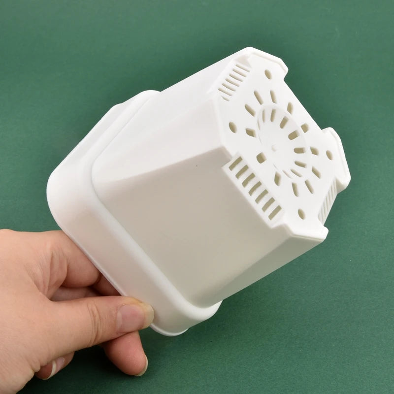 White square succulent planter pot with vented base basket insert
